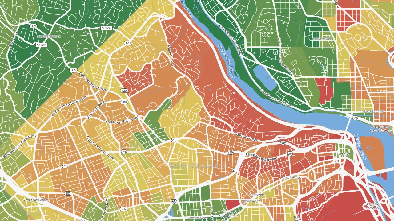 Donaldson Run, Arlington, VA Map of Murder Rates