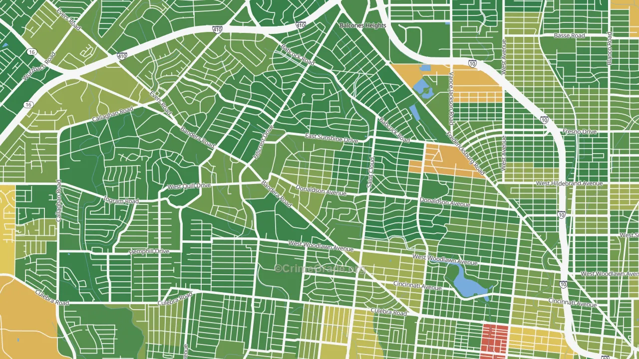 Donaldson Terrace, San Antonio, TX Map of Murder Rates