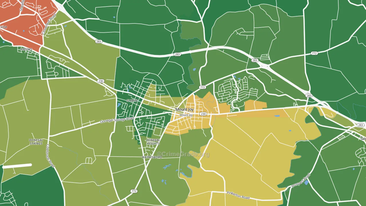 Donegal Springs, PA Map of Murder Rates