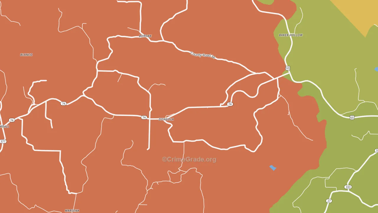Dongola, AR Map of Murder Rates