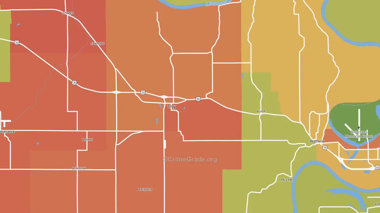 Doniphan County, KS Map of Murder Rates
