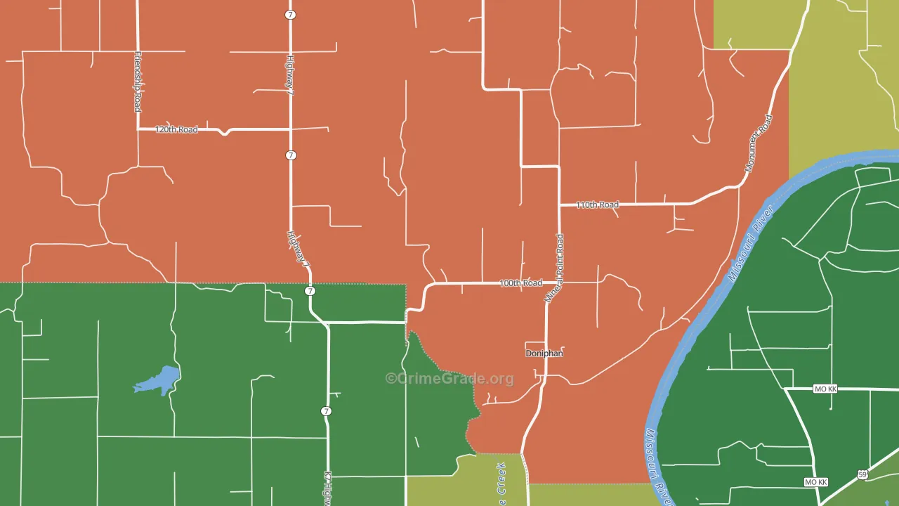 Doniphan, KS Map of Murder Rates