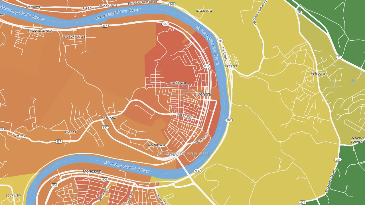 Donora, PA Map of Murder Rates