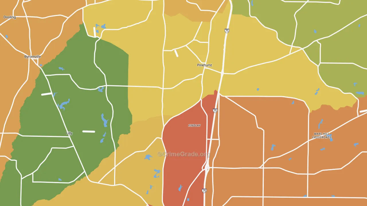 Dooly County, GA Map of Murder Rates