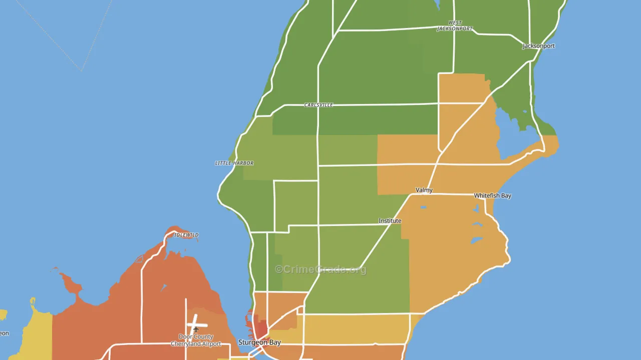 Door County, WI Map of Murder Rates