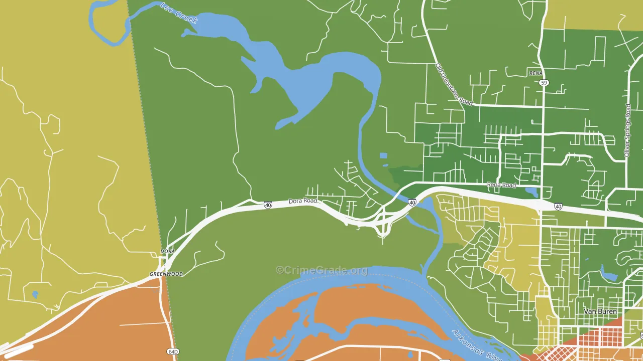 Dora, AR Map of Murder Rates