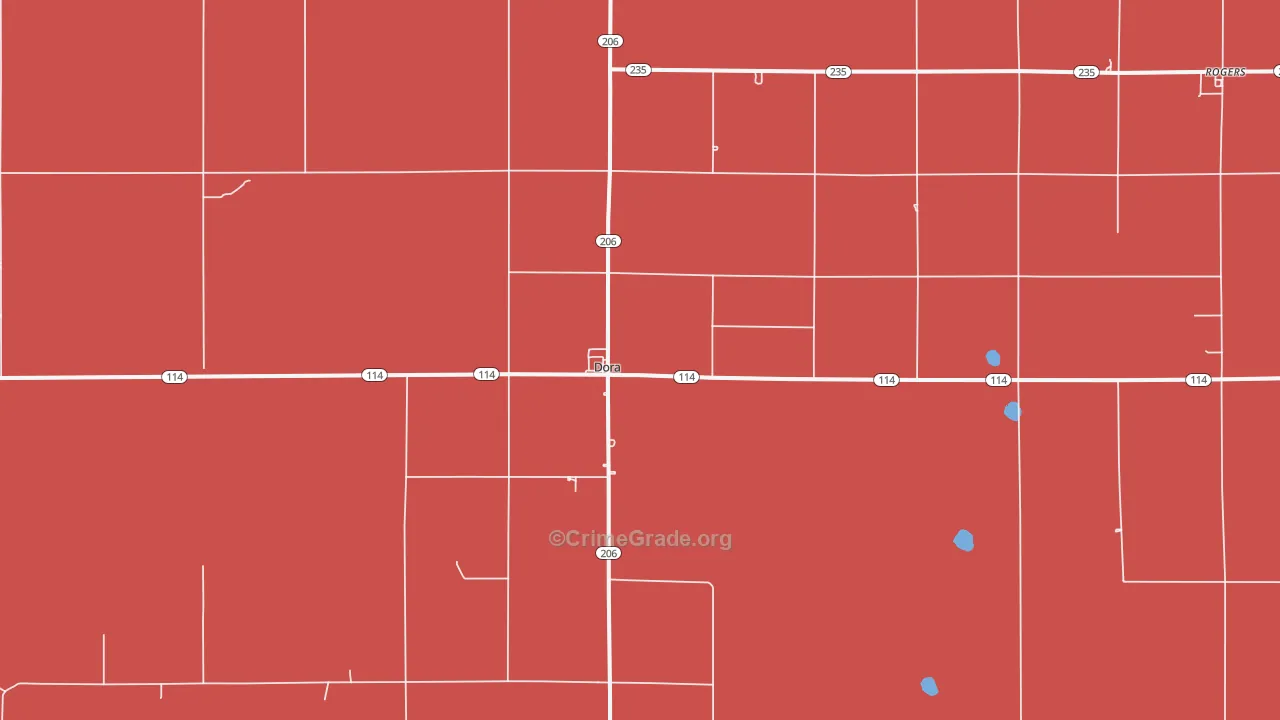 Dora, NM Map of Murder Rates