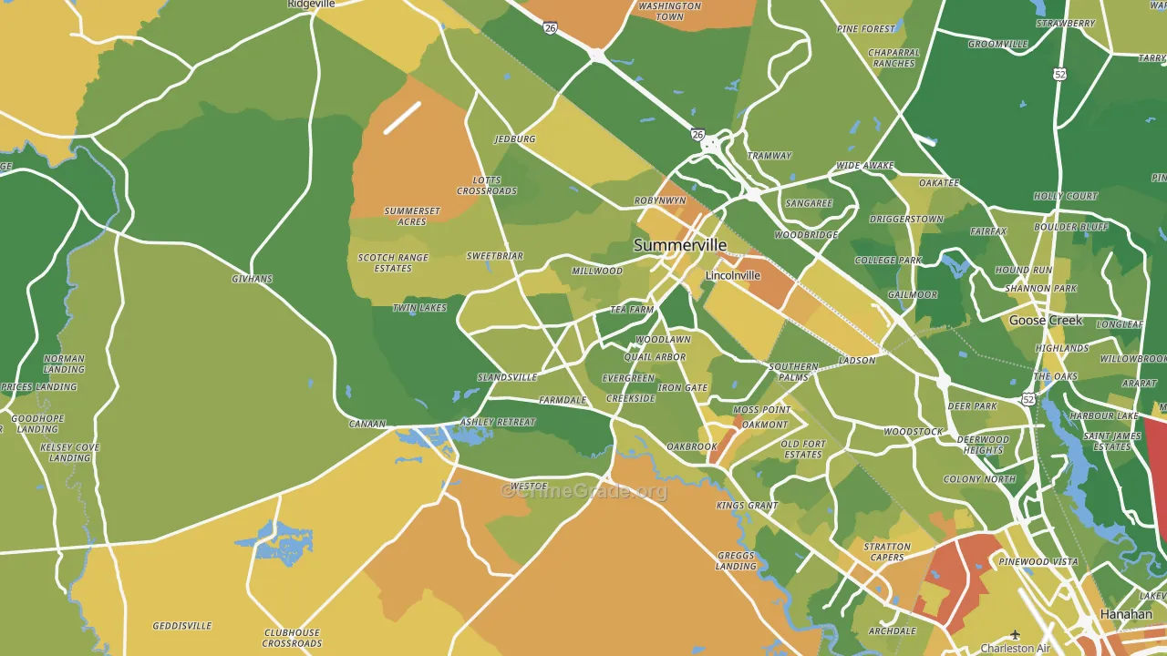 Dorchester County, SC Map of Murder Rates