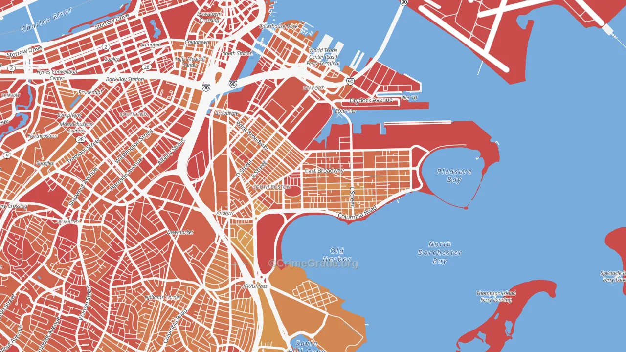 Dorchester Heights, Boston, MA Map of Murder Rates