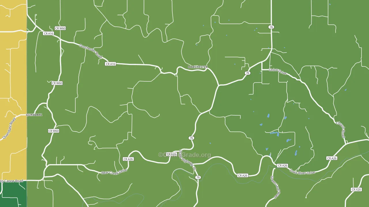 Dorchester, IA Map of Murder Rates
