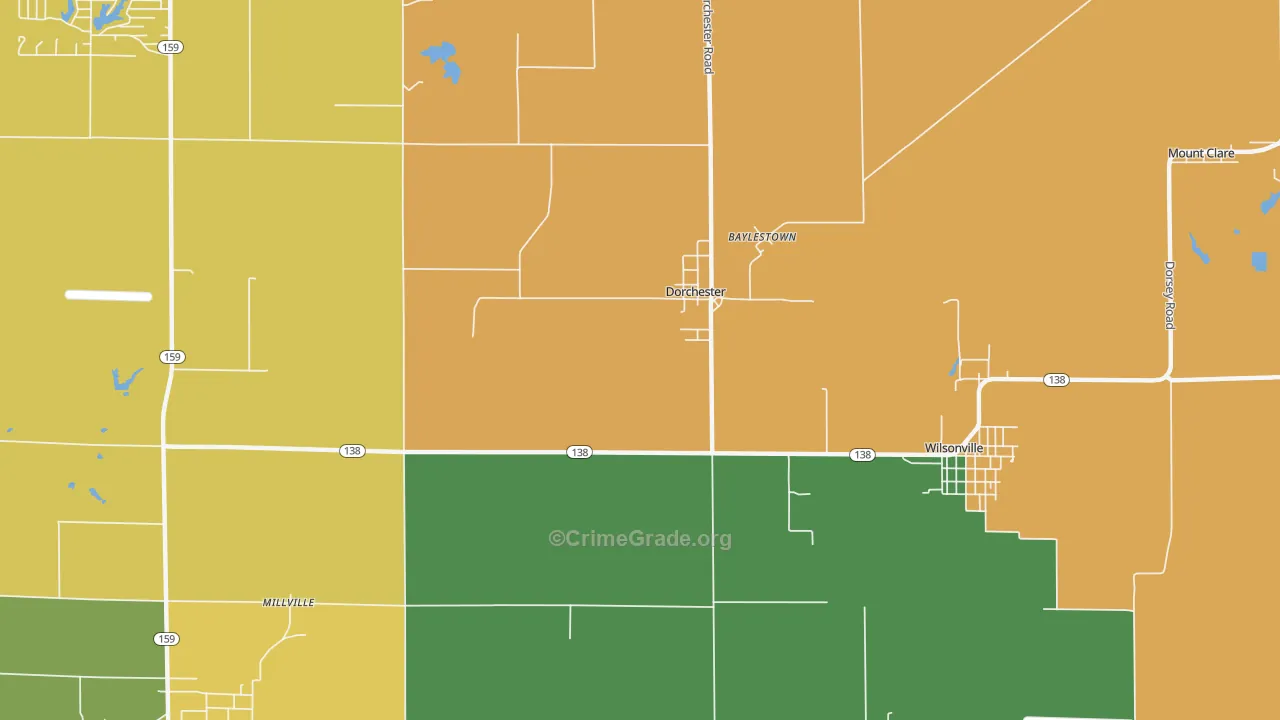 Dorchester, IL Map of Murder Rates