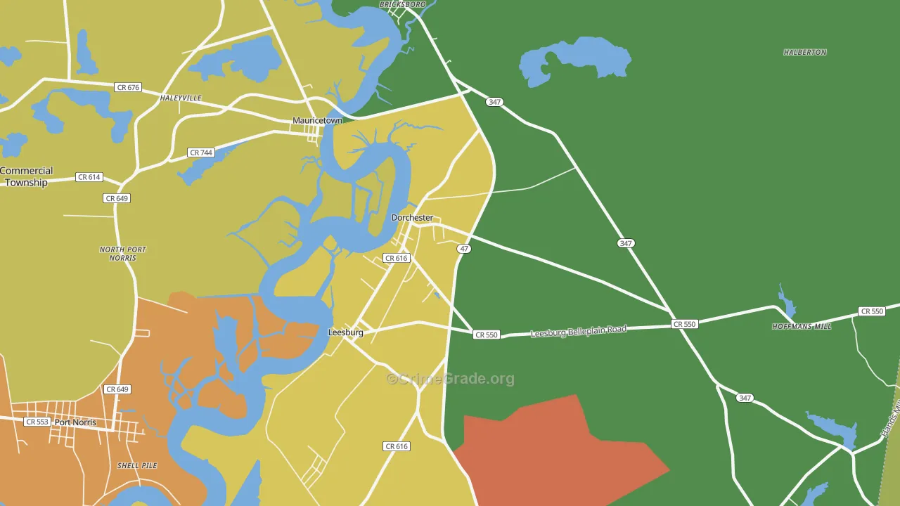 Dorchester, NJ Map of Murder Rates
