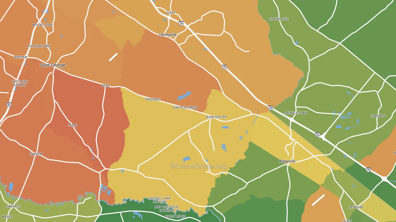 Dorchester, SC Map of Murder Rates