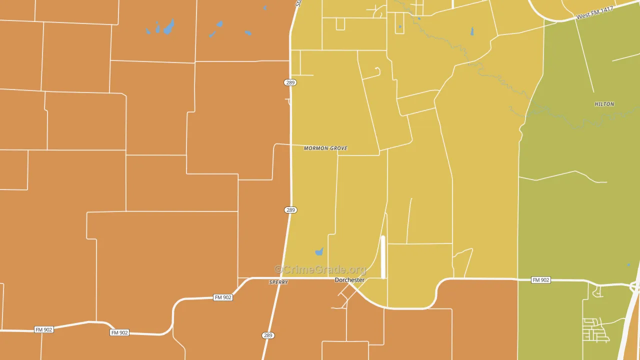 Dorchester, TX Map of Murder Rates