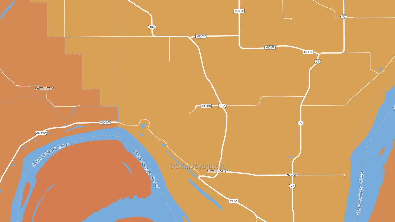 Dorena, MO Map of Murder Rates