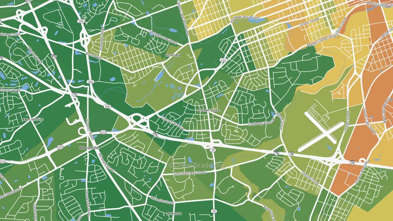 Dorneyville, PA Map of Murder Rates