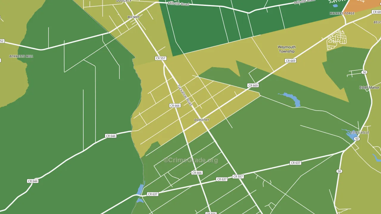 Dorothy, NJ Map of Murder Rates