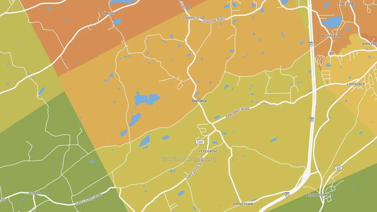 Dorrance, PA Map of Murder Rates