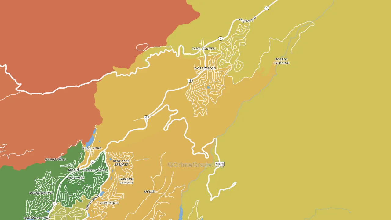 Dorrington, CA Map of Murder Rates
