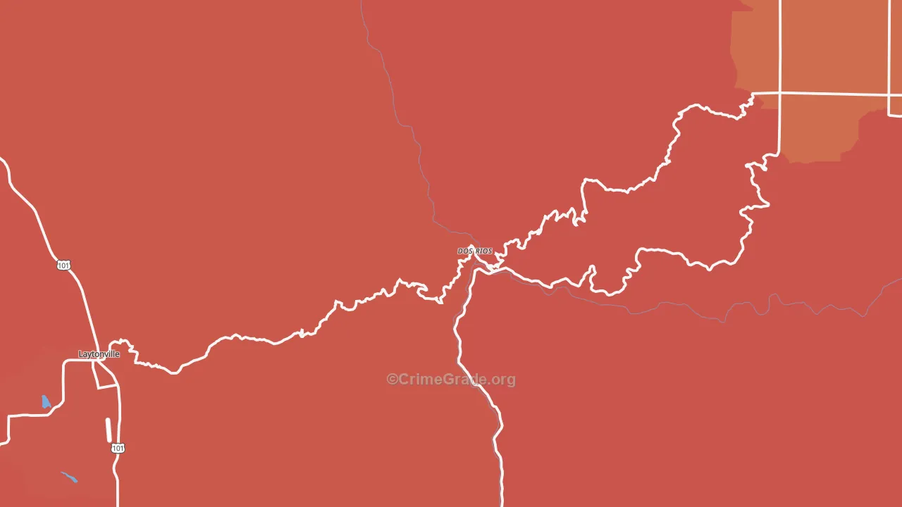 Dos Rios, CA Map of Murder Rates