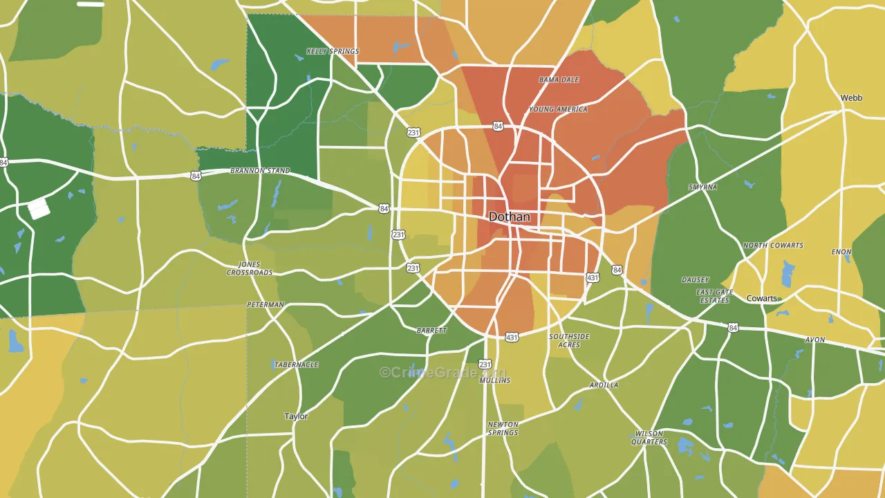 Dothan, AL Map of Murder Rates