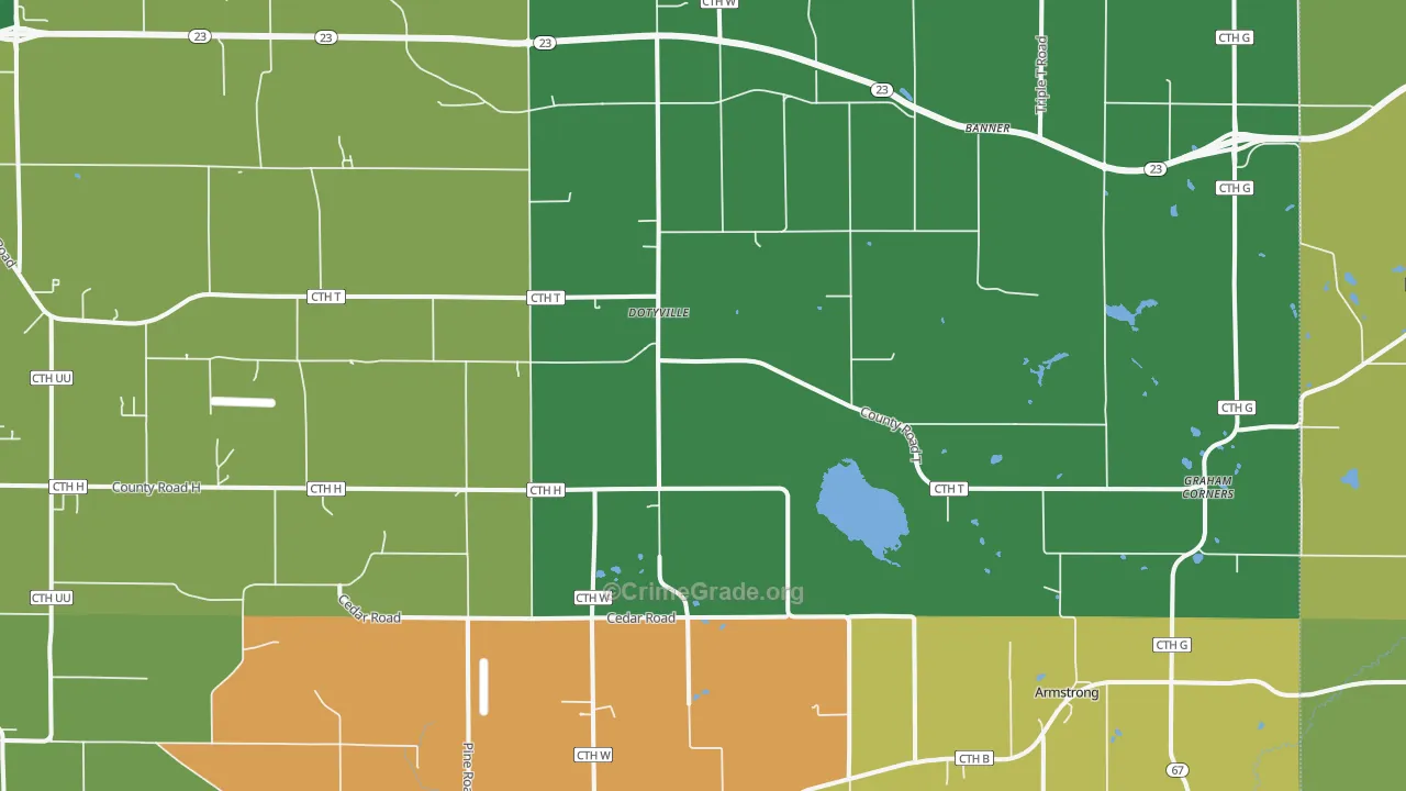 Dotyville, WI Map of Murder Rates
