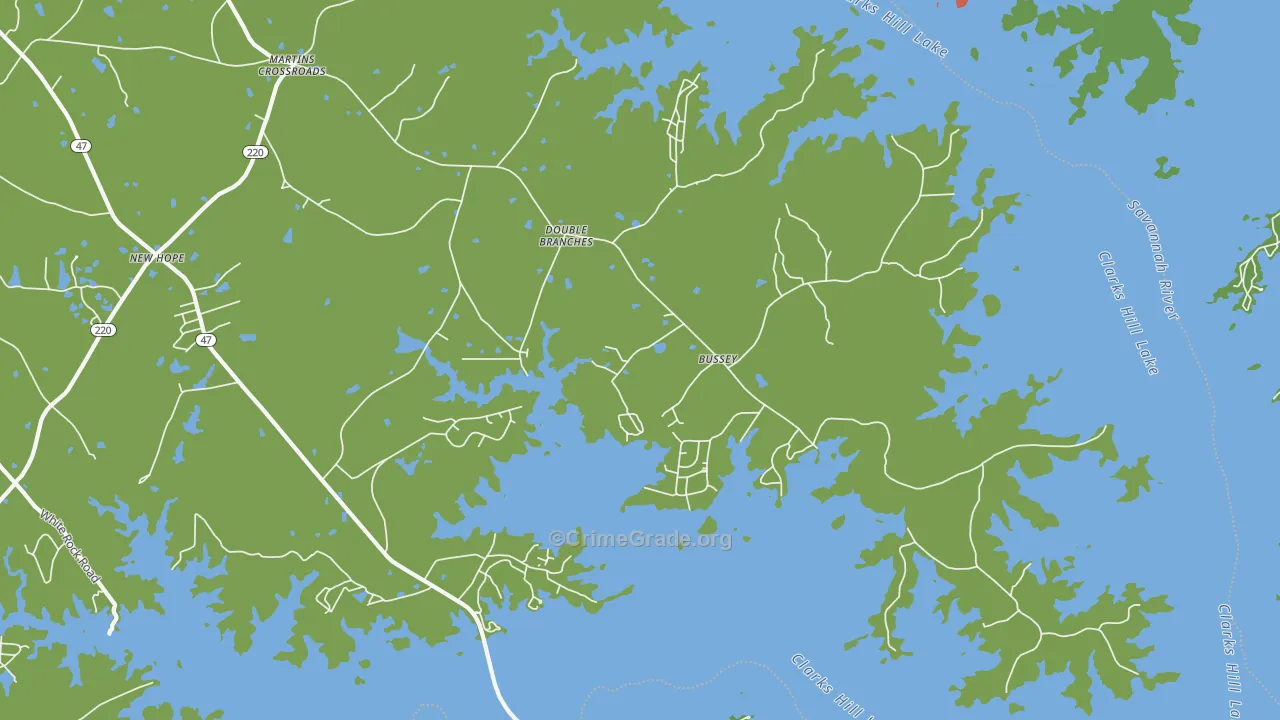 Double Branches, GA Map of Murder Rates