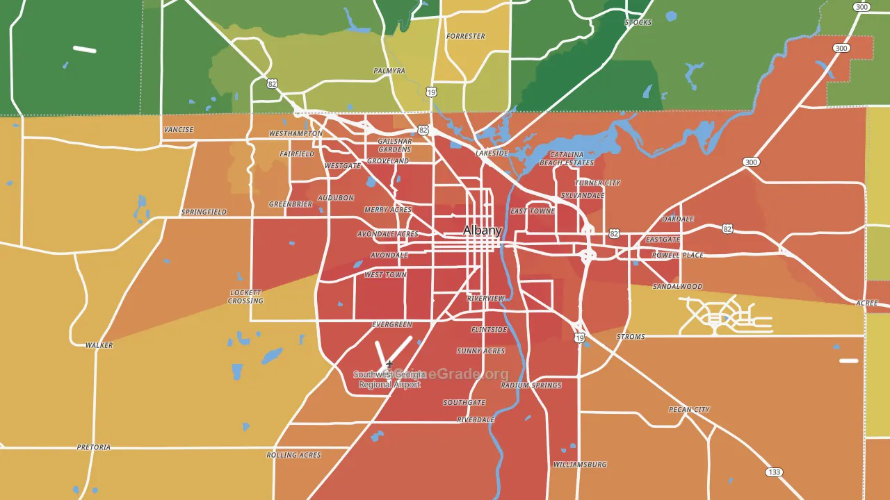 Dougherty County, GA Map of Murder Rates