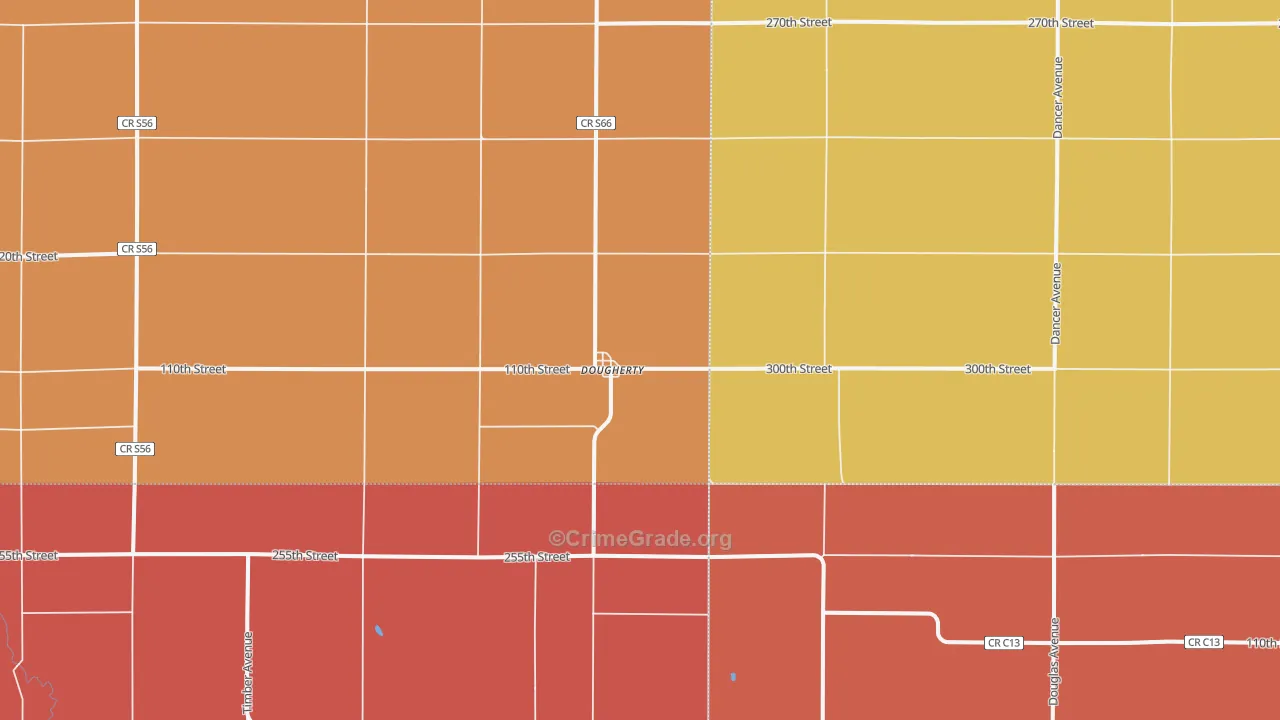 Dougherty, IA Map of Murder Rates