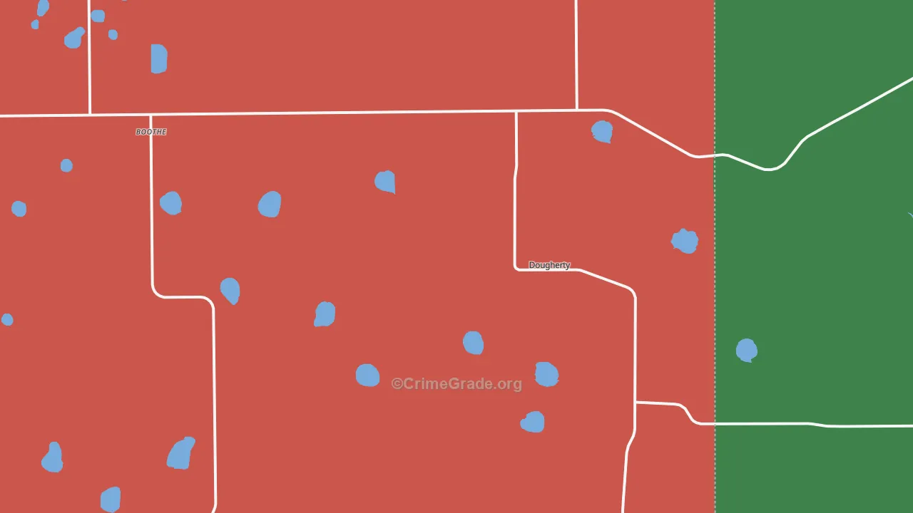 Dougherty, TX Map of Murder Rates