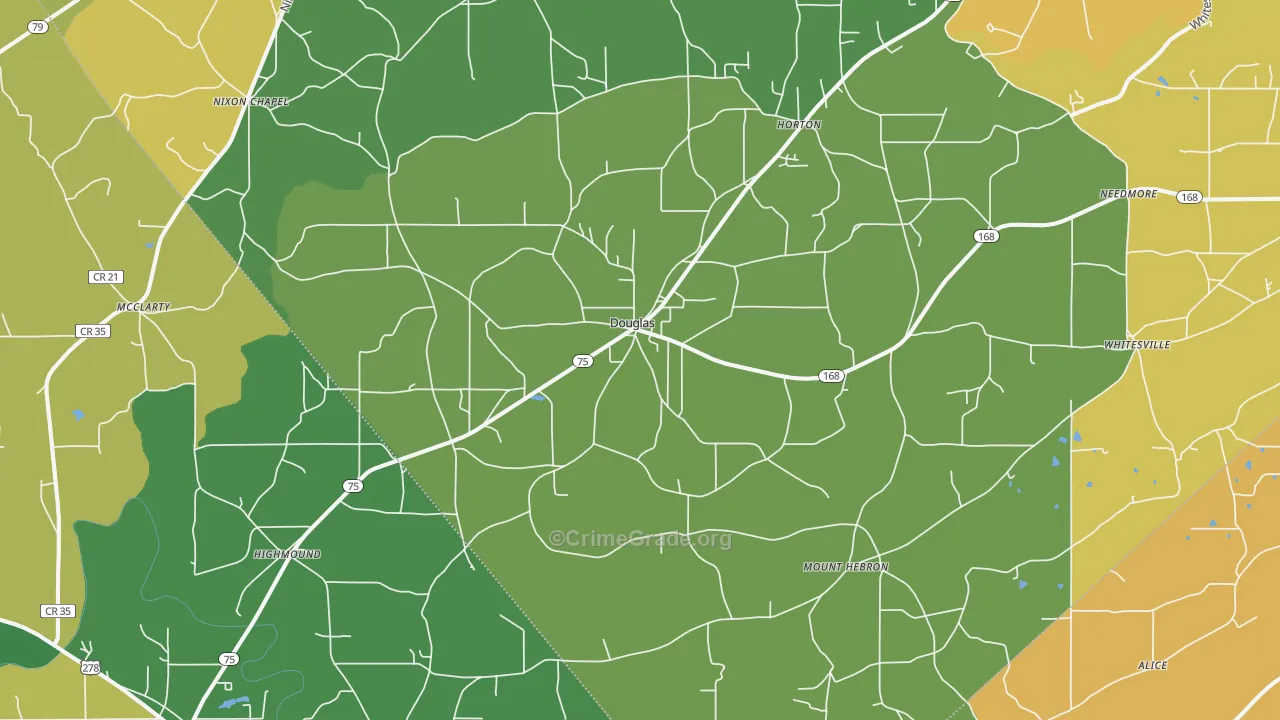 Douglas, AL Map of Murder Rates