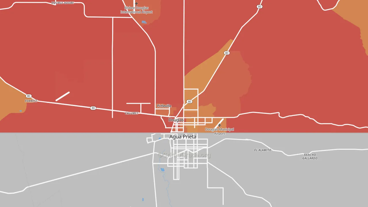 Douglas, AZ Map of Murder Rates