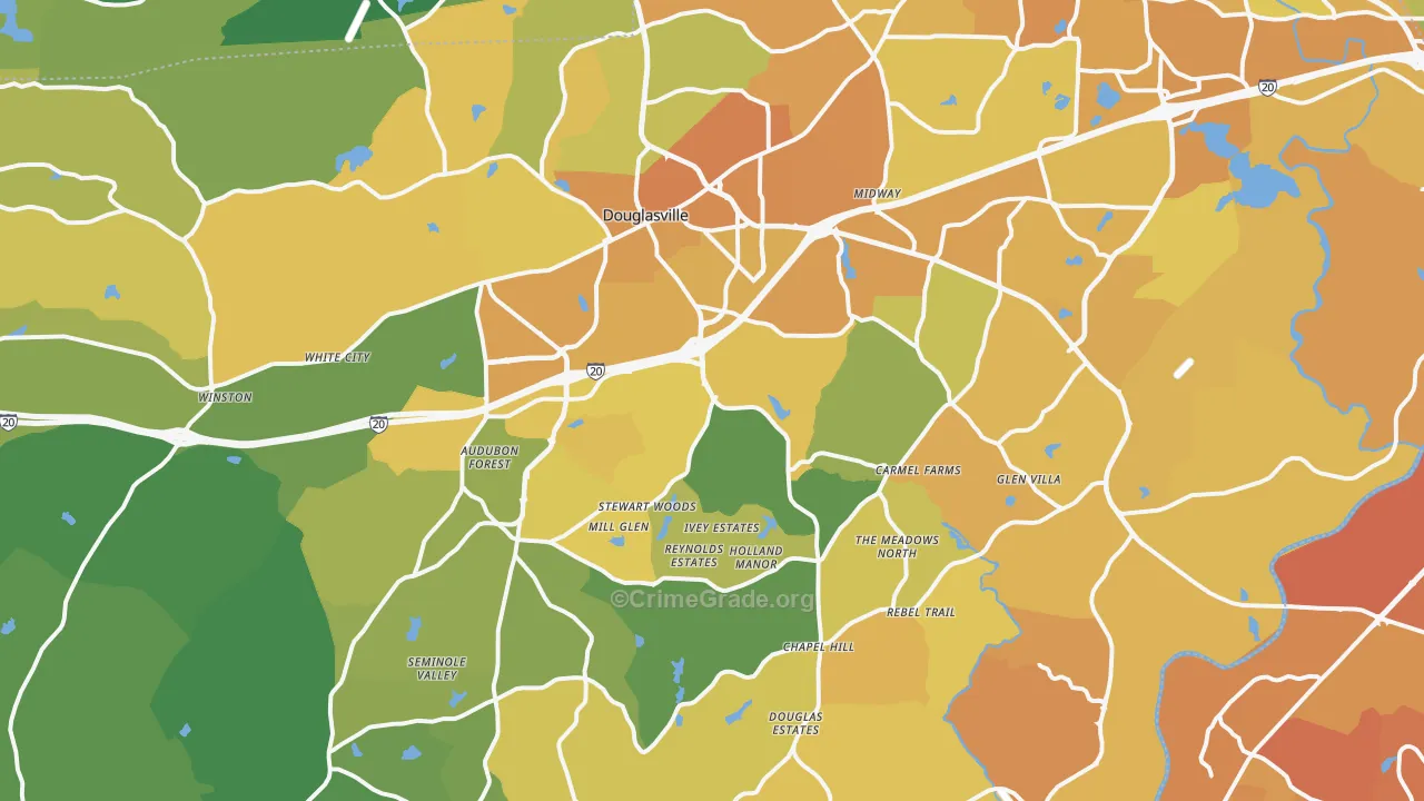 Douglas County, GA Map of Murder Rates