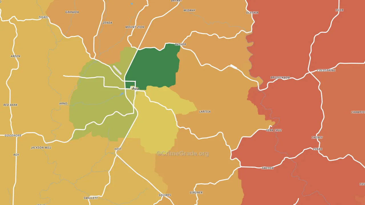 Douglas County, MO Map of Murder Rates