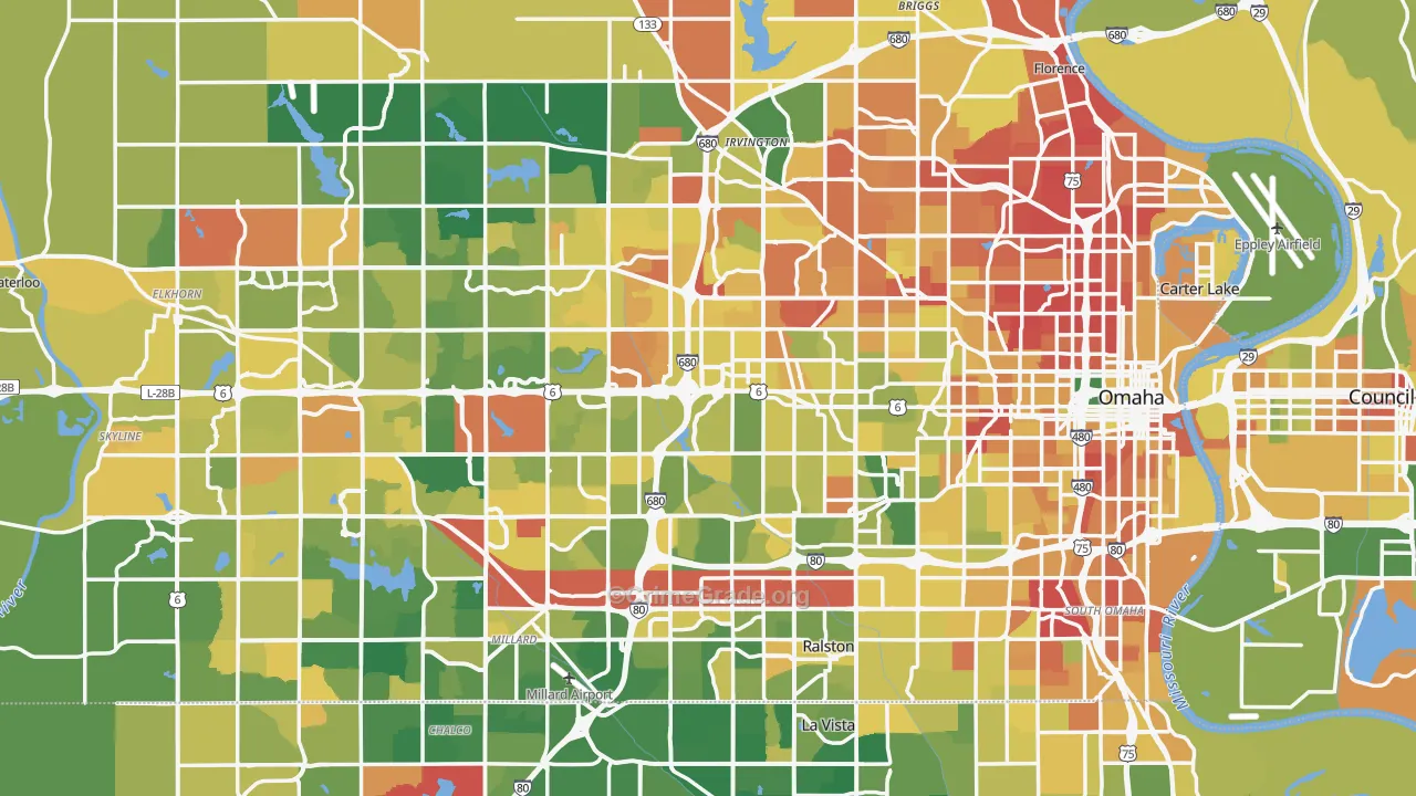 Douglas County, NE Map of Murder Rates