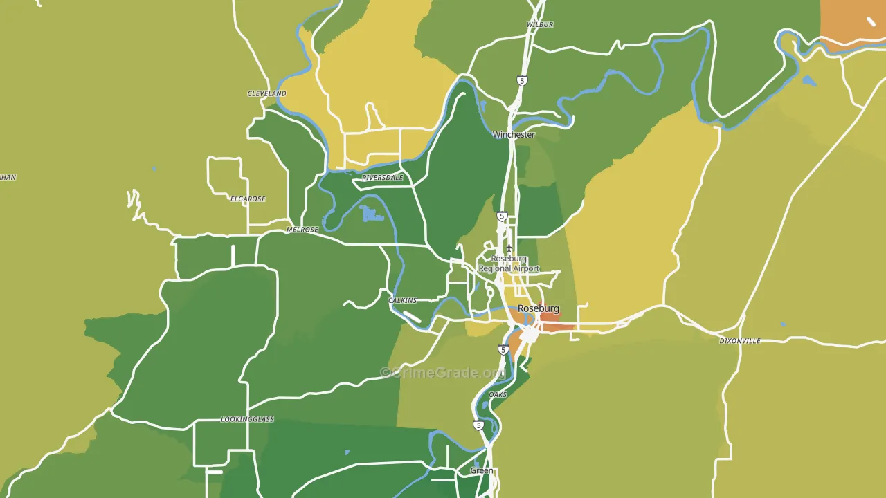 Douglas County, OR Map of Murder Rates