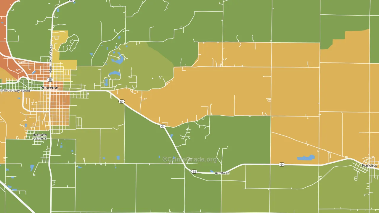 Douglas, IN Map of Murder Rates