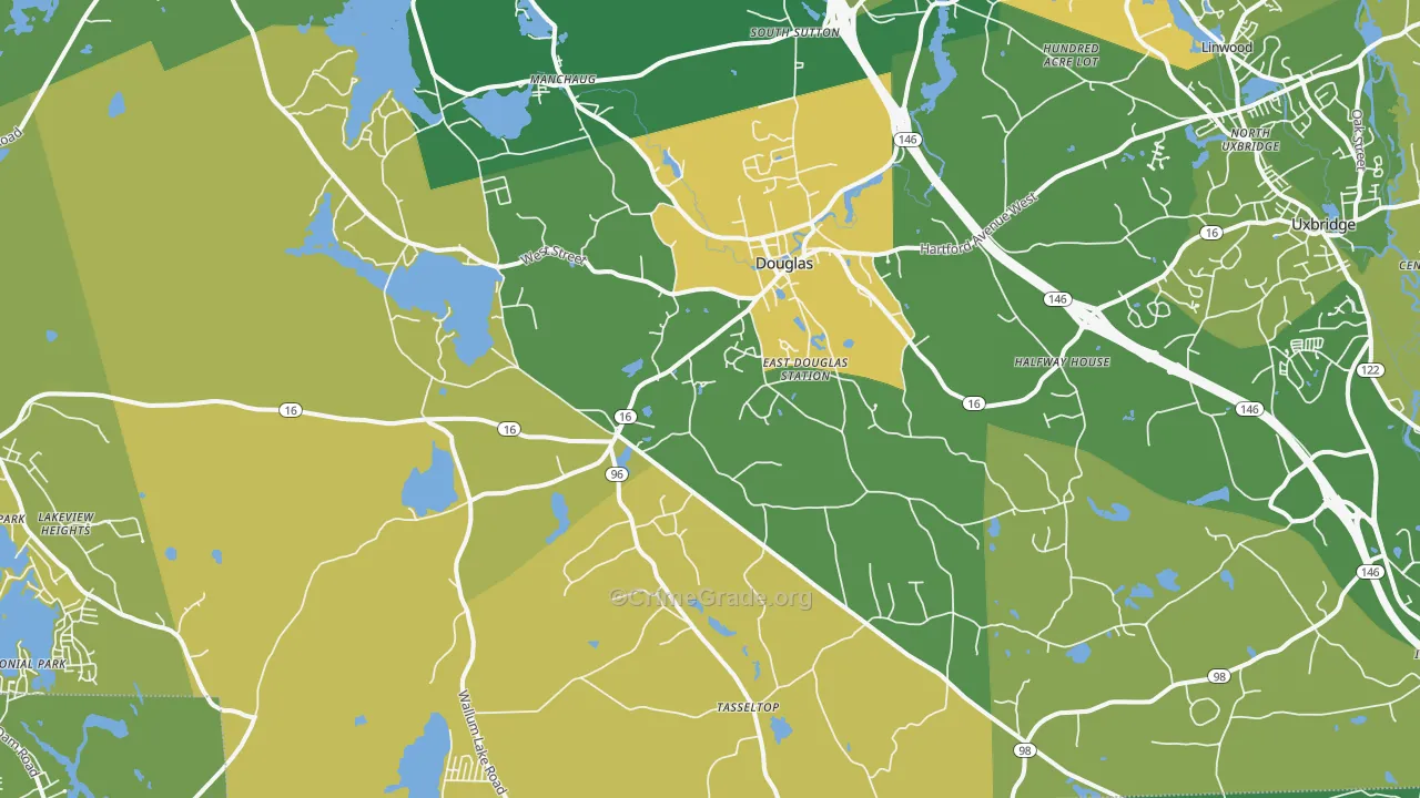 Douglas, MA Map of Murder Rates