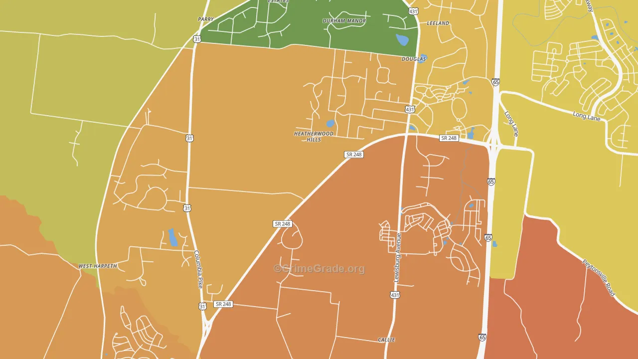 Douglas, TN Map of Murder Rates