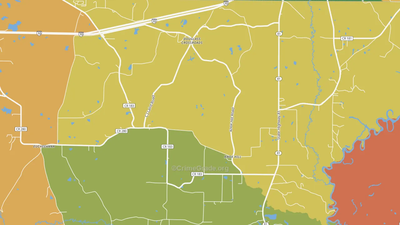 Douglass Crossroads, FL Map of Murder Rates