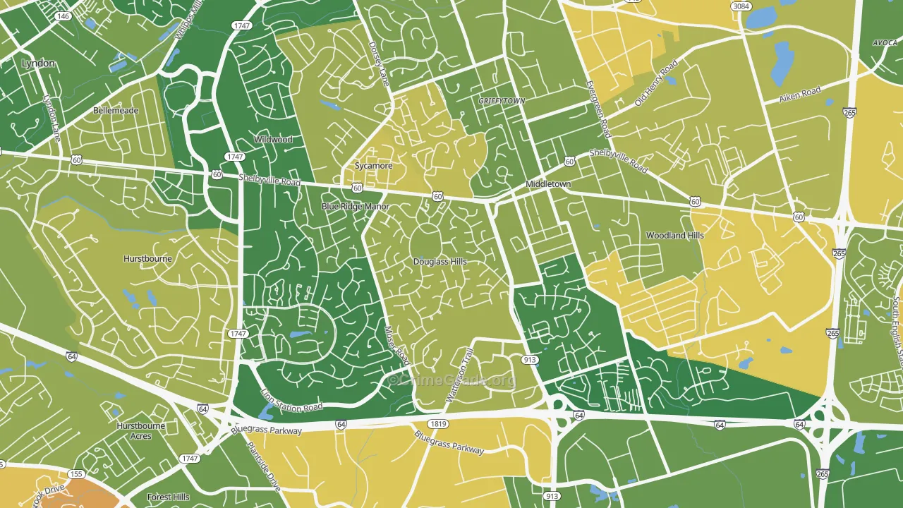 Douglass Hills, KY Map of Murder Rates