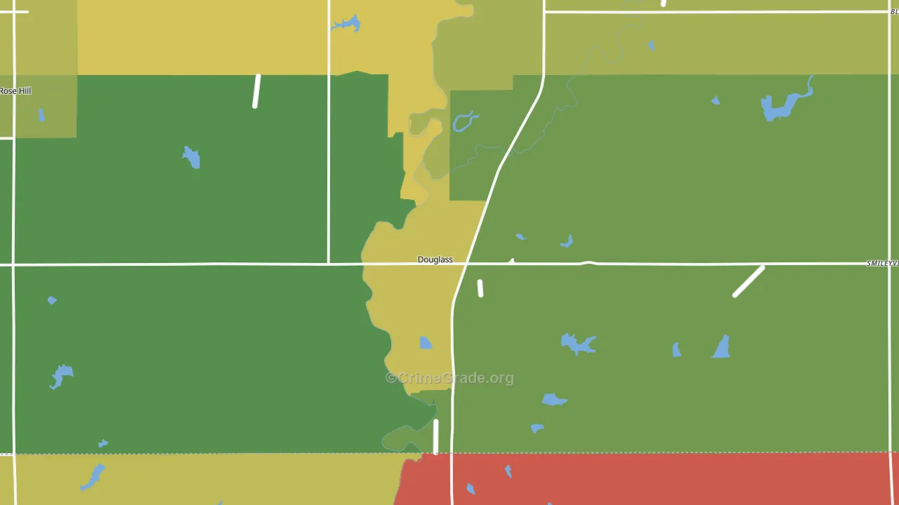 Douglass, KS Map of Murder Rates