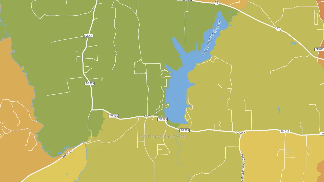 Douglass, TX Map of Murder Rates