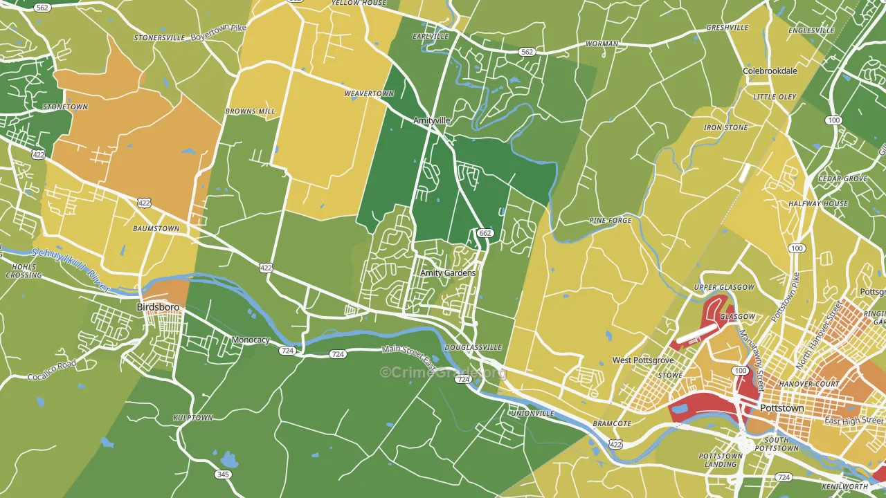 Douglassville, PA Map of Murder Rates