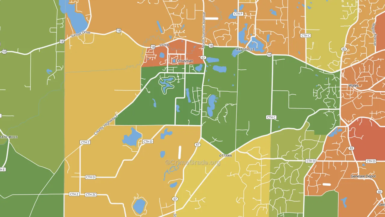 Dousman, WI Map of Murder Rates