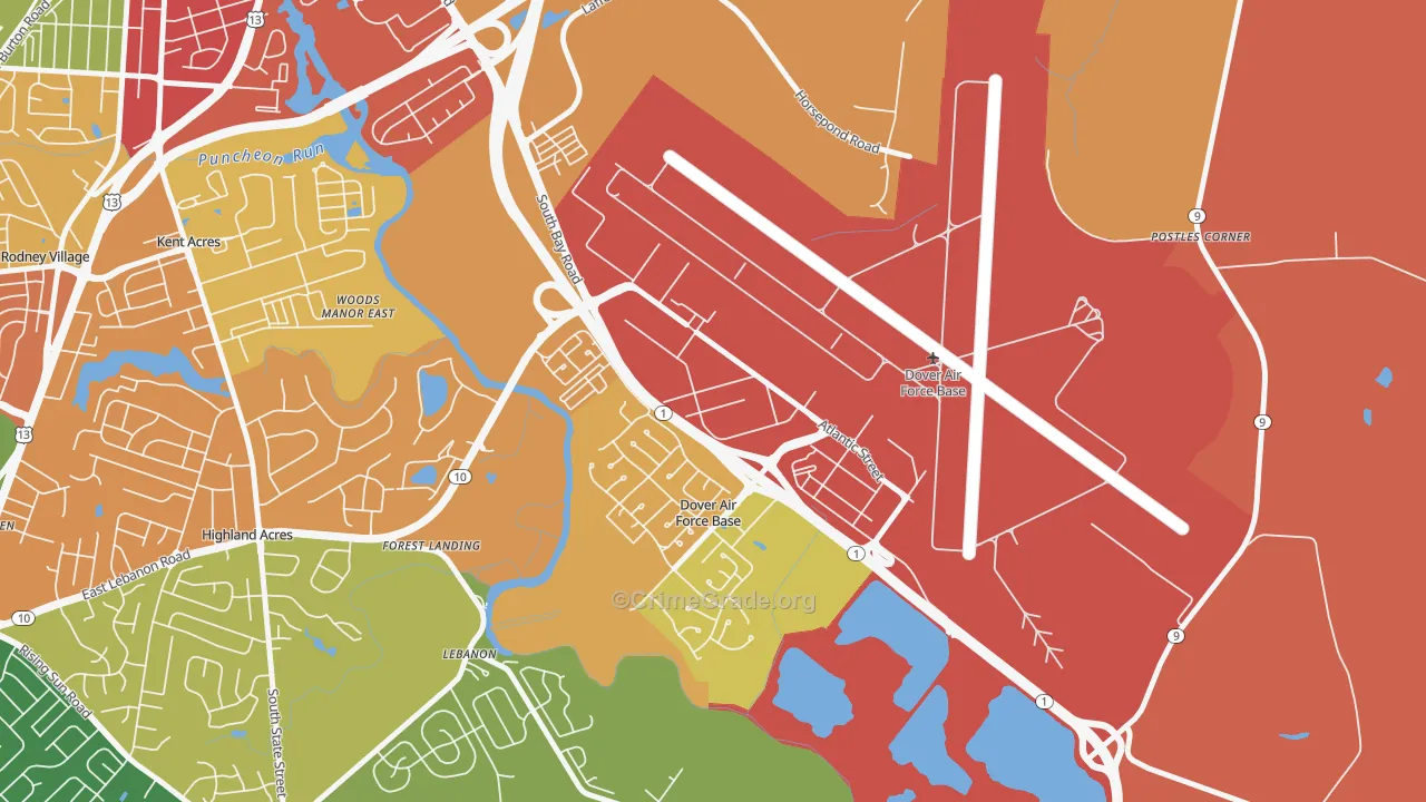 Dover Afb, DE Map of Murder Rates