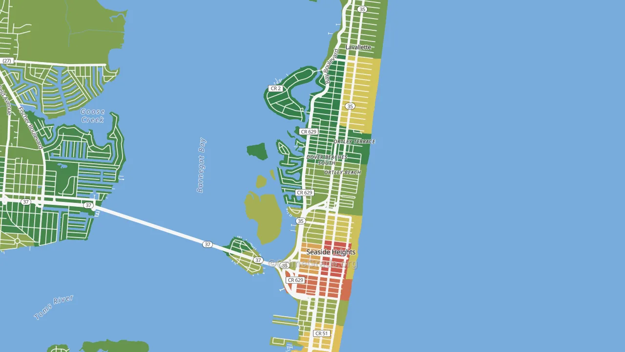 Dover Beaches South, NJ Map of Murder Rates