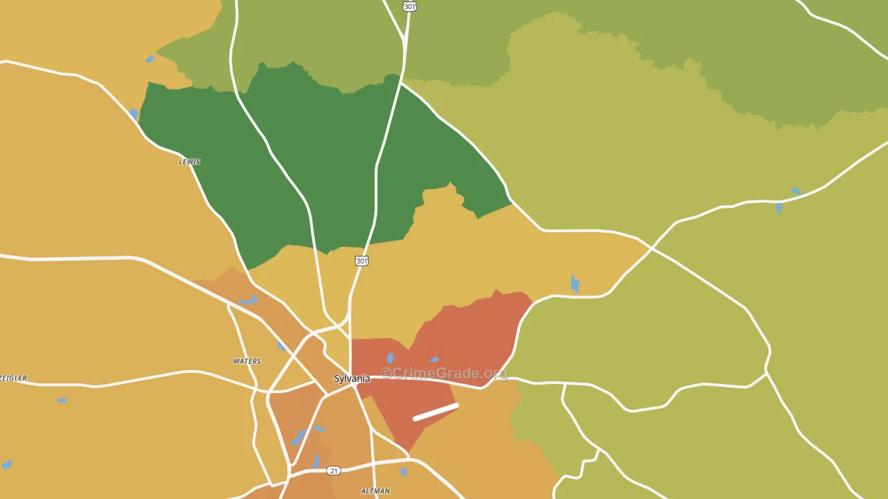 Dover, GA Map of Murder Rates