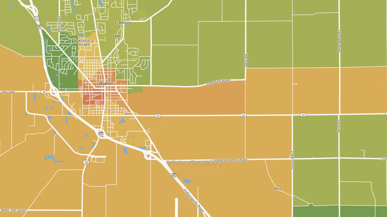 Dover, IN Map of Murder Rates
