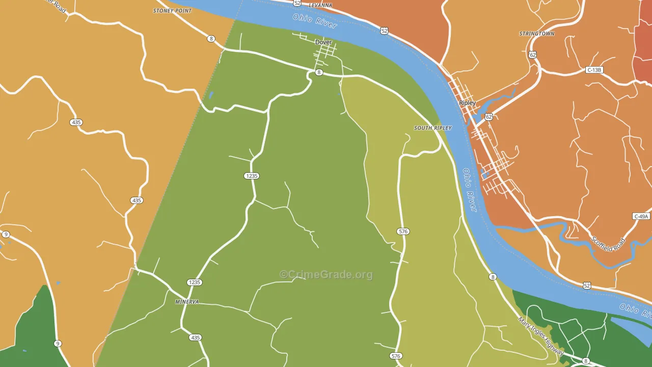 Dover, KY Map of Murder Rates